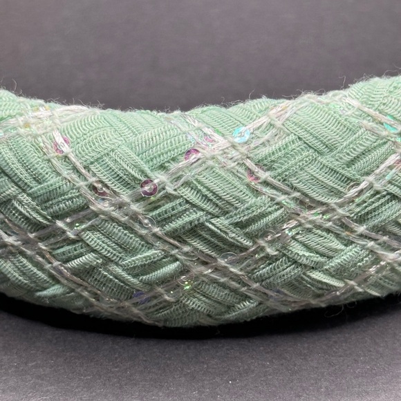 Adorro Tweed Sequin Padded Headband - Light Green - Picture 5 of 6